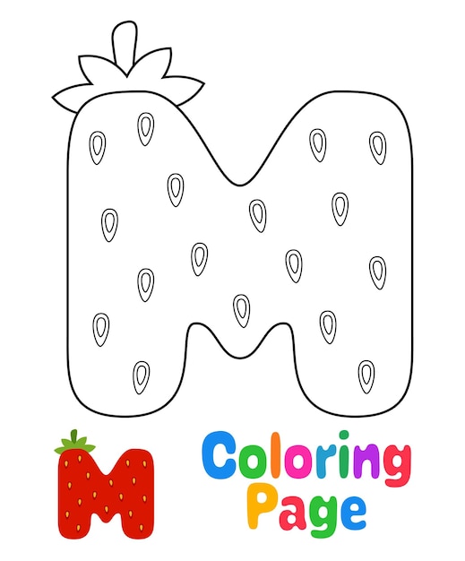 Coloring page with Alphabet M for kids