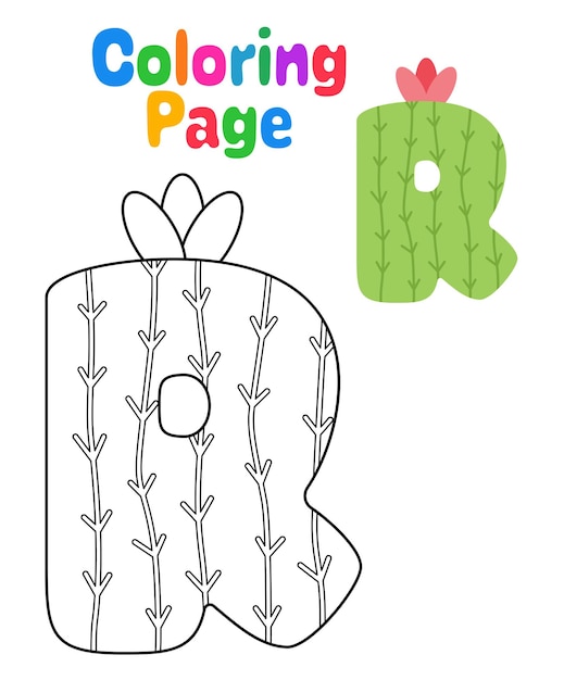 Coloring page with Alphabet R for kids