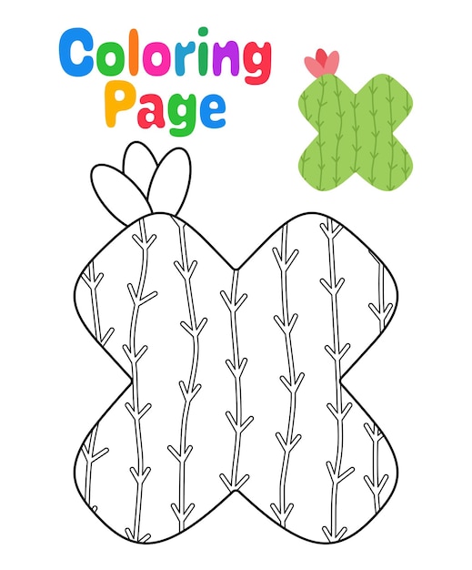 Pagina da colorare con l'alfabeto x per i bambini