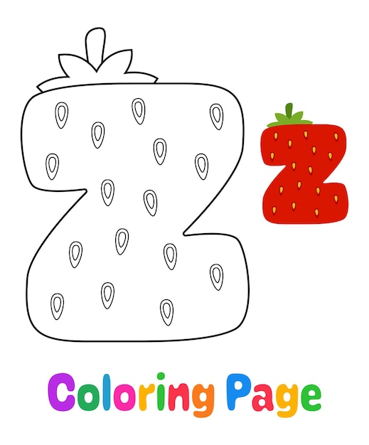 Pagina da colorare con l'alfabeto z per i bambini