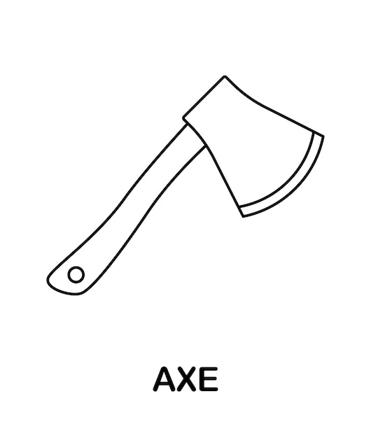 Vector coloring page with axe for kids