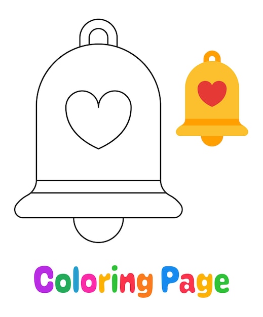 Premium Vector | Coloring page with Bell for kids