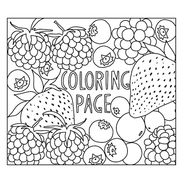 Vector coloring page with berries