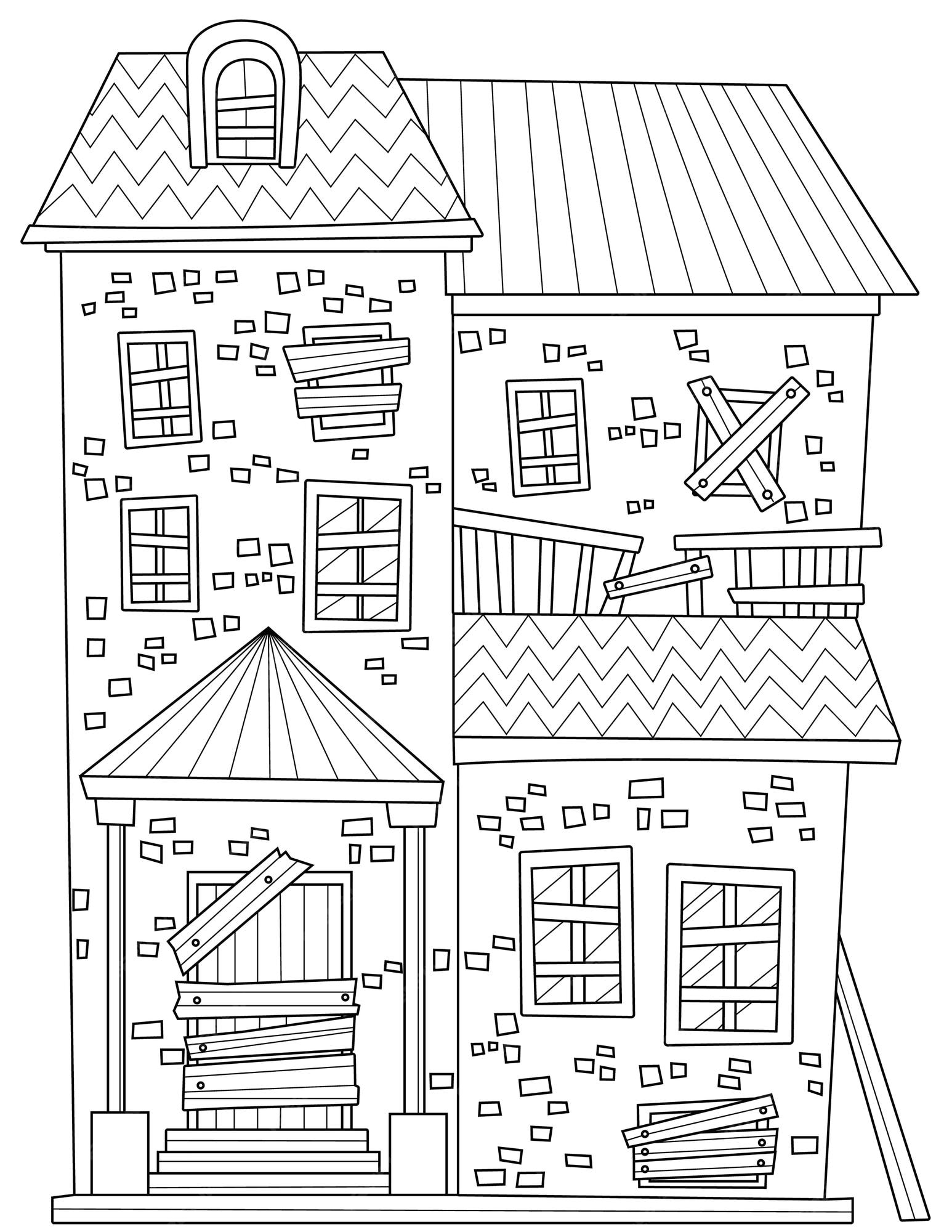 Premium Vector  Doll house coloring page for kids, vector