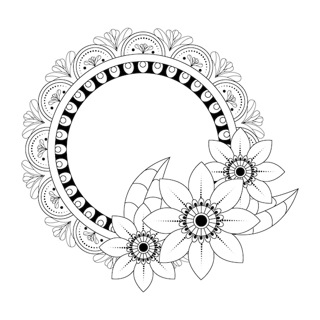 Coloring page with black and white mandala with floral pattern Vector design vector illustration graphic design