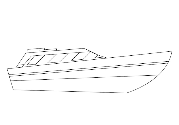 Страница раскраски с лодкой для детей прохладный круизный лайнер мультяшный векторная иллюстрация для детей