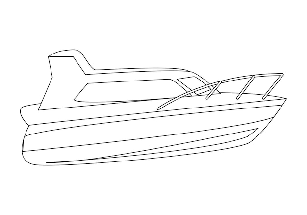 아이들을위한 보트 색칠 페이지 멋진 배 만화 벡터 일러스트 레이션