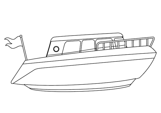 Coloring page with boat for kids cool cruise ship cartoon vector illustration for children