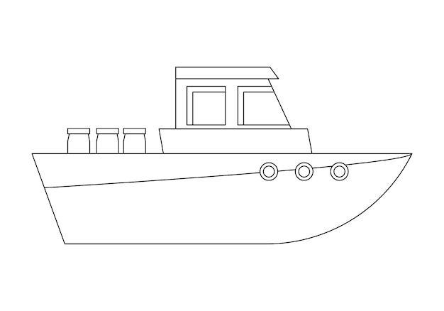 Coloring page with boat for kids cool cruise ship cartoon vector illustration for children