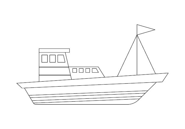 Coloring page with boat for kids cool cruise ship cartoon vector illustration for children