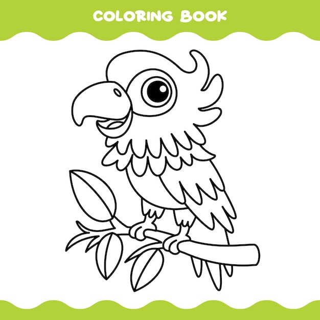 Coloring Page With Cartoon Parrot