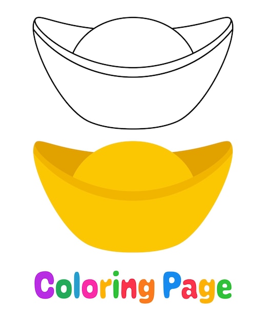 Coloring page with Chinese Gold Ingot for kids