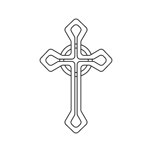 Coloring page with christian cross for kids