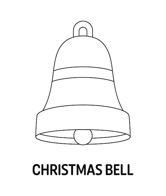 Coloring page with Christmas Bell for kids