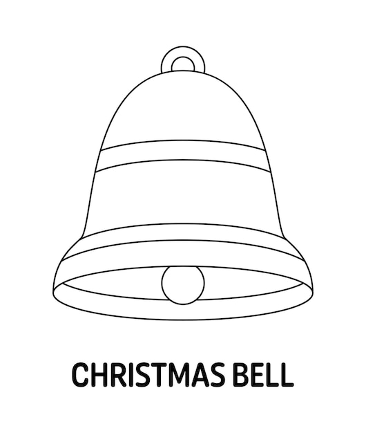 Coloring page with Christmas Bell for kids