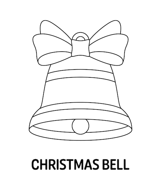 Coloring page with Christmas Bell for kids