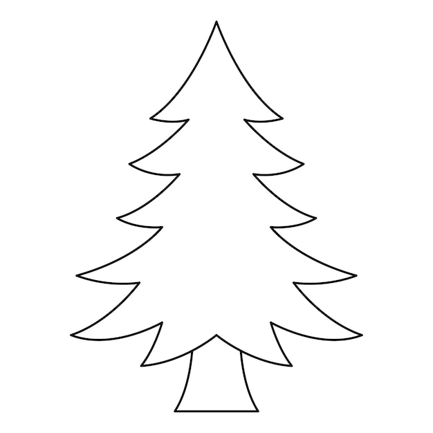 Vector coloring page with christmas tree for kids