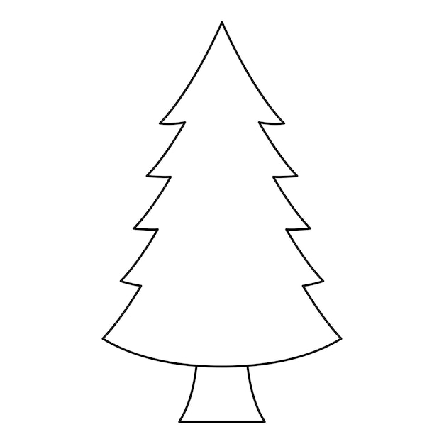 Vector coloring page with christmas tree for kids
