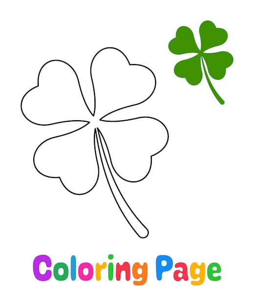 Coloring page with Clover Leaf for kids