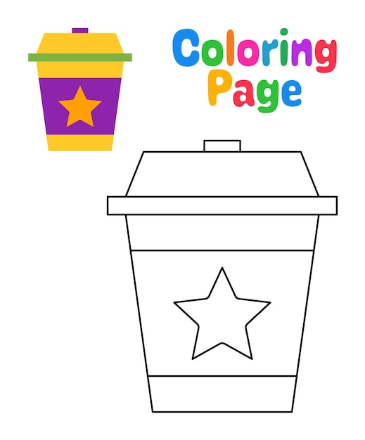 Pagina da colorare con tazza di caffè per bambini