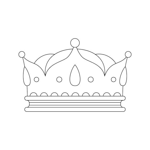 Vector coloring page with crown for kids