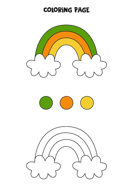 Coloring page with cute Saint Patrick rainbow. Worksheet for children.