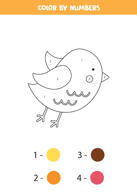かわいい春の鳥のぬりえページ数字で色子供のための数学のゲーム