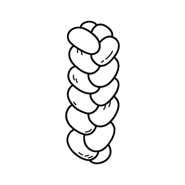 Coloring page with doodle braided pigtail