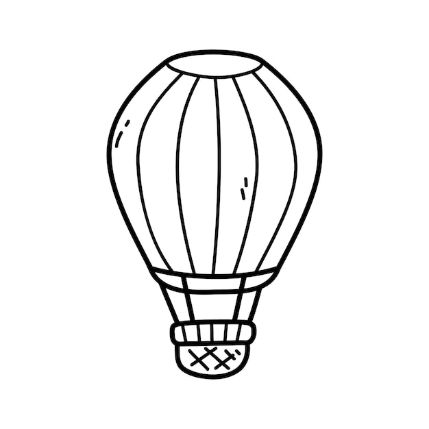 Coloring page with doodle hot air balloon