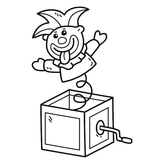 Coloring page with doodle jack in box