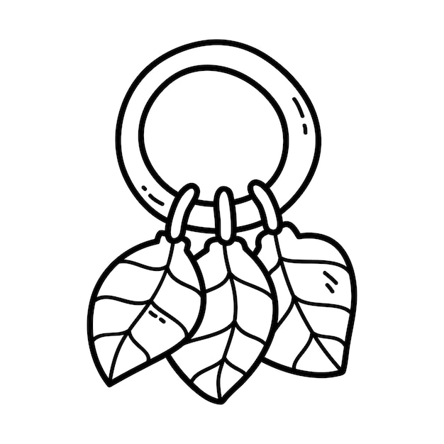 Vector coloring page with doodle leaf rattle