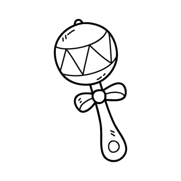 Coloring page with doodle round rattle