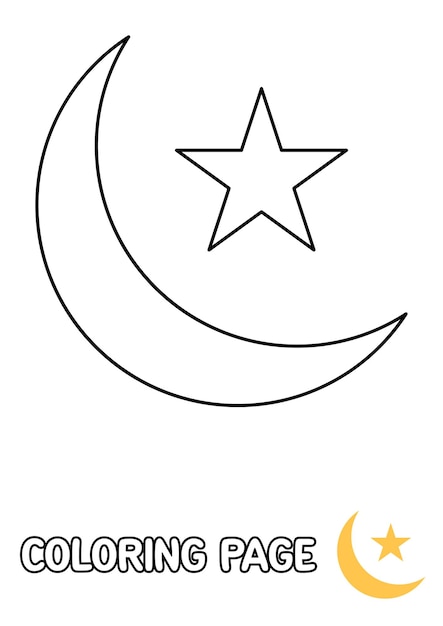 Coloring page with Eid Moon for kids