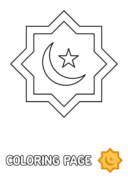 Coloring page with Eid Moon for kids