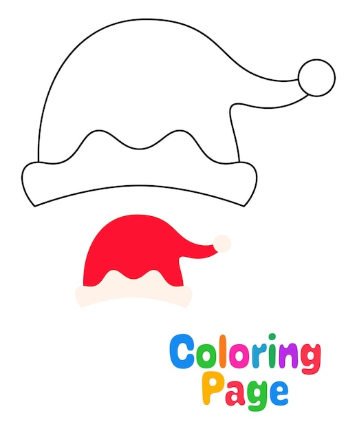 Coloring page with elf hat for kids