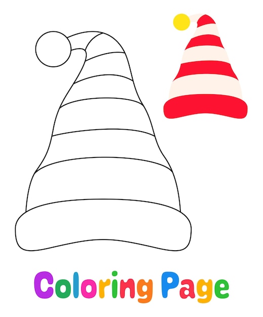 Coloring page with elf hat for kids