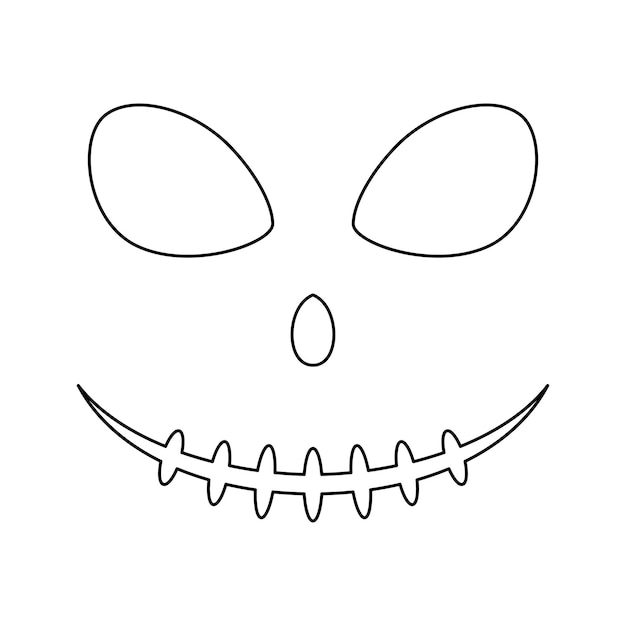 Vector coloring page with face of halloween for kids