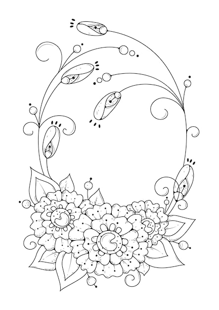 Coloring page with flowers