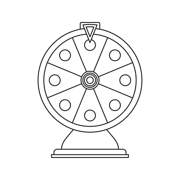 Vector coloring page with fortune wheel for kids
