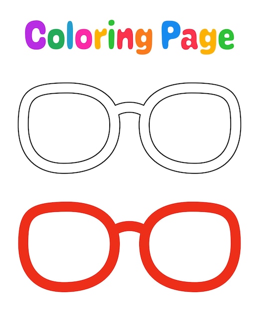 Coloring page with glasses for kids