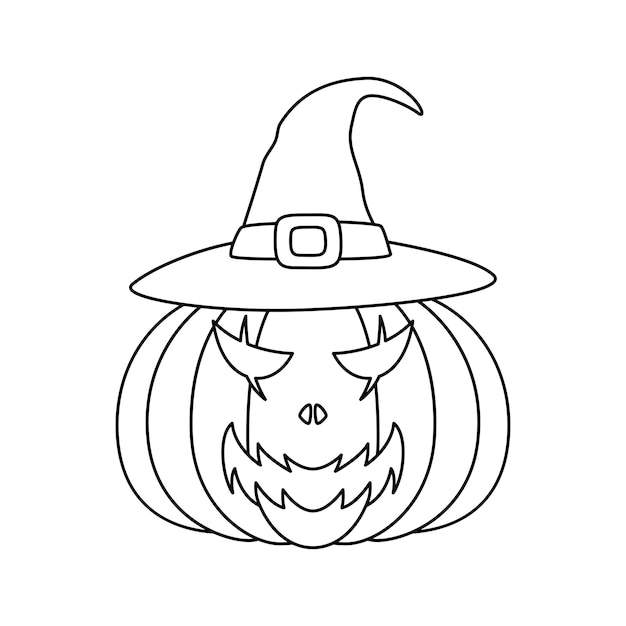 Coloring page with Halloween Pumpkin