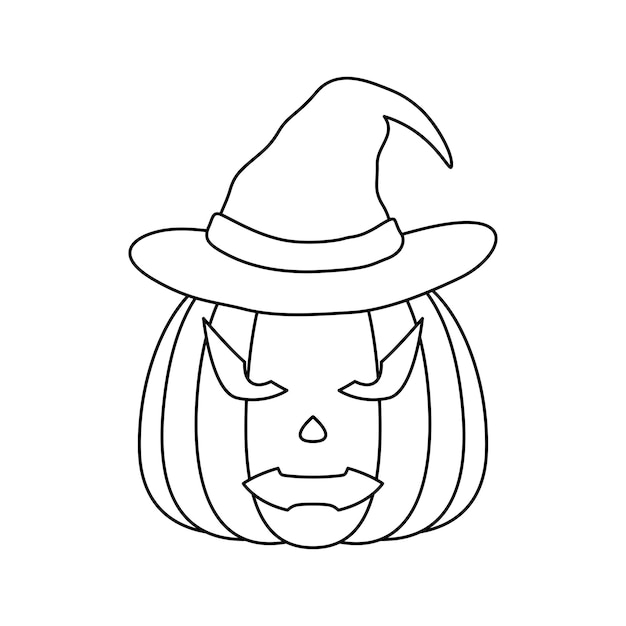 Coloring page with Halloween Pumpkin