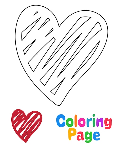 Vector coloring page with heart for kids