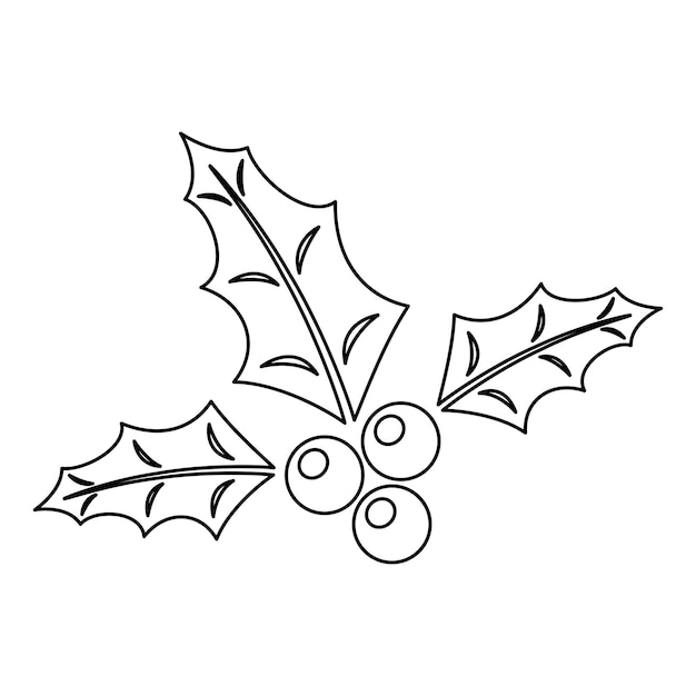 coloring page with holly berry for kids