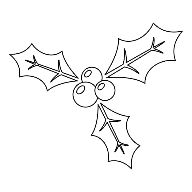 coloring page with holly berry for kids