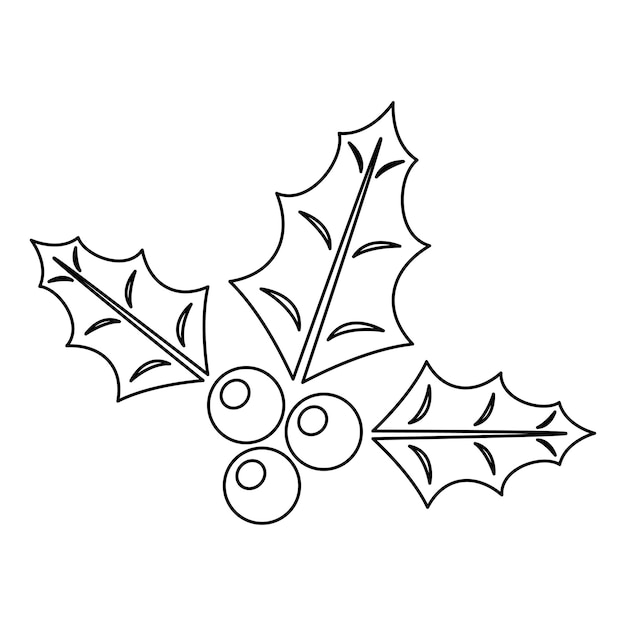 coloring page with holly berry for kids