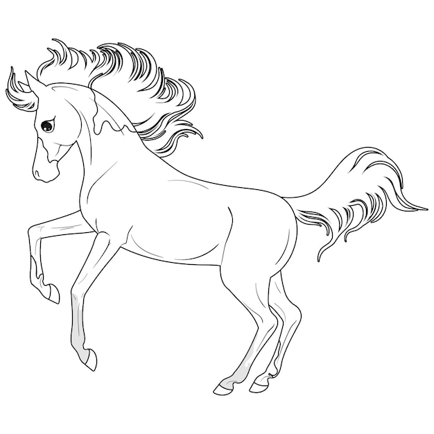 Vector coloring page with horse. painting for children.