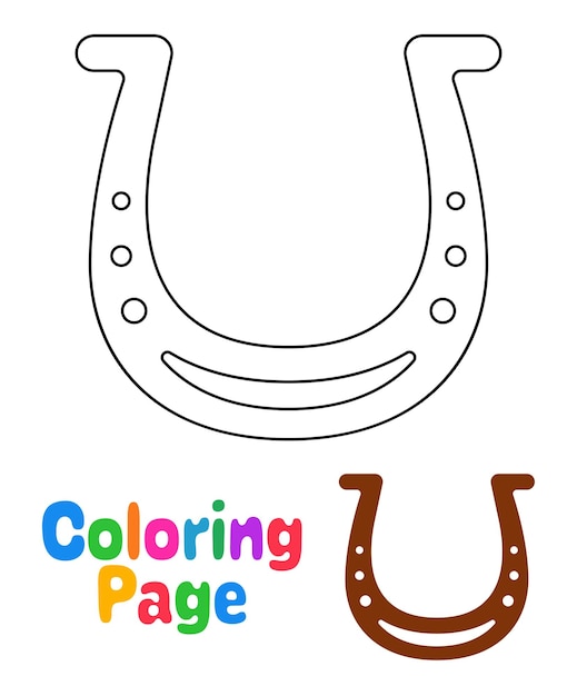 Pagina da colorare con ferro di cavallo per bambini