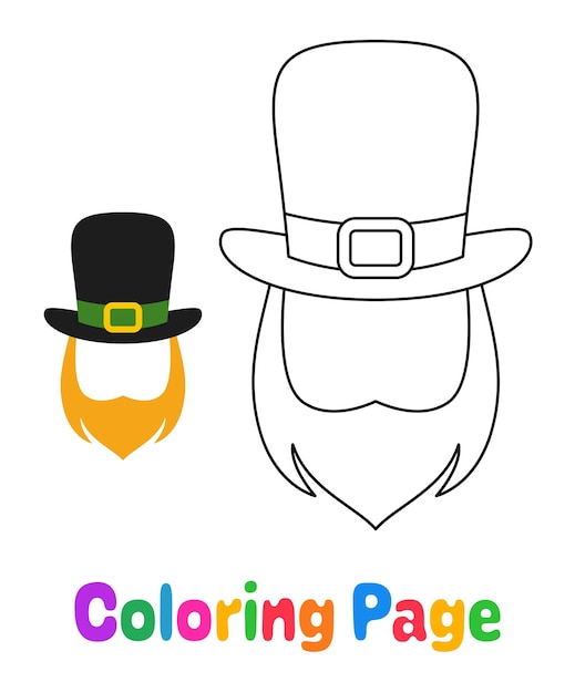 Coloring page with Leprechaun Hat with Beard for kids