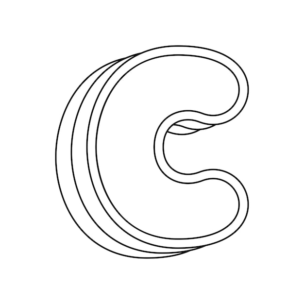 Vector coloring page with letter c for kids